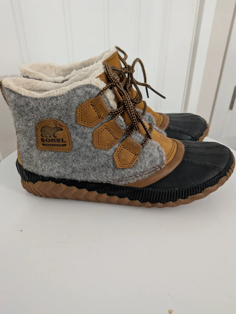 Sorel Women's Out 'N About Plus Lace Up Waterproof Boots In Quarry